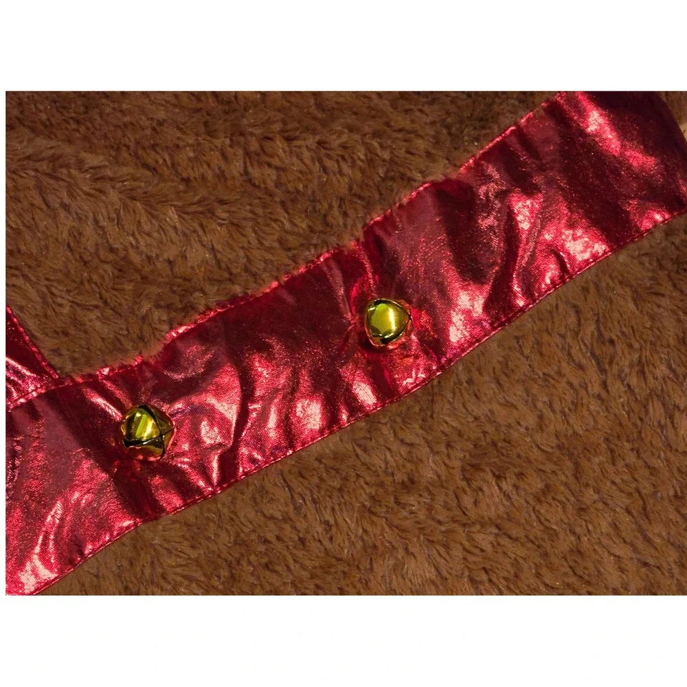 Dog Fleece Reindeer Costume Hooded Jumpsuit Outfit with Antlers Large Breed‎